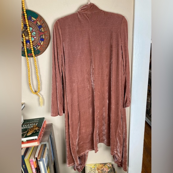Suzanne Betro SB Mauve Pink Velvet Duster Kimono Cardigan Sz Large L - Picture 8 of 16